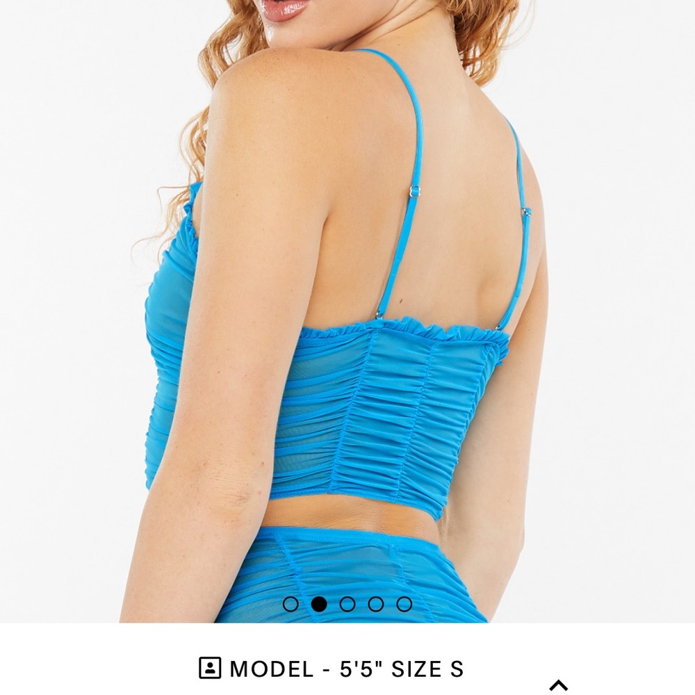 Blue Ruched Mesh Bralette - Picture 2 of 4